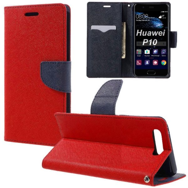 CUSTODIA per HUAWEI P10 - FLIP ORIZZONTALE CON INTERNO IN TPU SILICONE, STAND, PORTA CARTE E CHIUSURA MAGNETICA COLORE ROSSO CUSTODIA per HUAWEI P10 - FLIP ORIZZONTALE CON INTERNO IN TPU SILICONE, STAND, PORTA CARTE E CHIUSURA MAGNETICA COLORE ROSSO