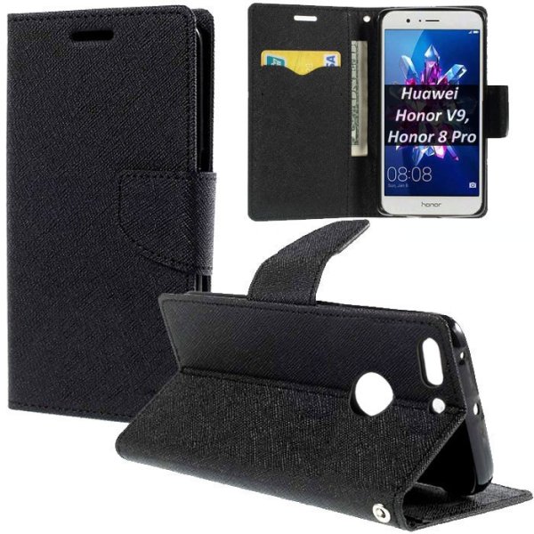 CUSTODIA per HUAWEI HONOR 8 PRO, HONOR V9 - FLIP ORIZZONTALE CON INTERNO IN TPU, STAND, PORTA CARTE E CHIUSURA MAGNETICA NERO CUSTODIA per HUAWEI HONOR 8 PRO, HONOR V9 - FLIP ORIZZONTALE CON INTERNO IN TPU, STAND, PORTA CARTE E CHIUSURA MAGNETICA NERO