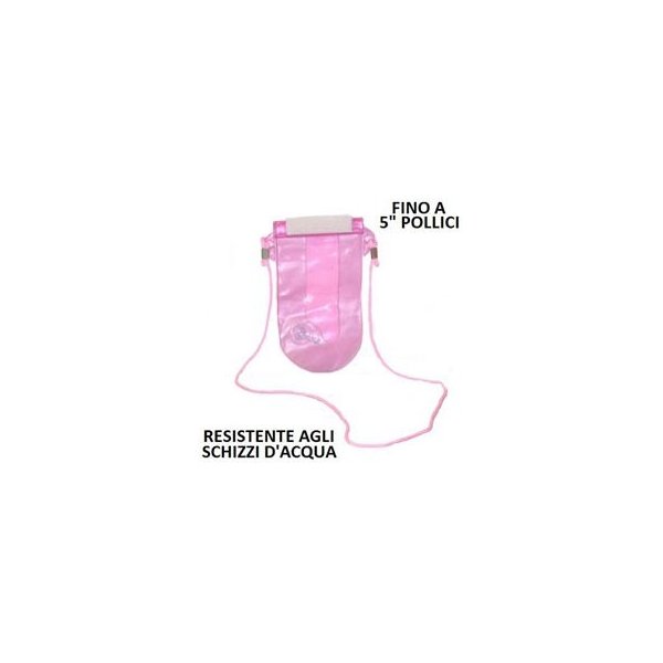 CUSTODIA A SACCHETTO RESISTENTE AGLI SCHIZZI D'ACQUA per DISPOSITIVI FINO A 5" CON CHIUSURA ERMETICA E STRAP COLORE ROSA CUSTODIA A SACCHETTO RESISTENTE AGLI SCHIZZI D'ACQUA per DISPOSITIVI FINO A 5" CON CHIUSURA ERMETICA E STRAP COLORE ROSA