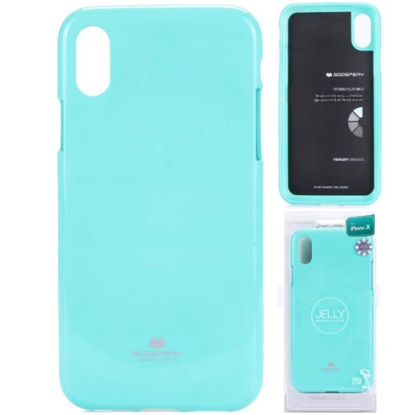 CUSTODIA per APPLE IPHONE X, IPHONE XS (5.8") IN GEL TPU SILICONE COLORE VERDE ACQUA LUCIDO ALTA QUALITA' MERCURY BLISTER CUSTODIA per APPLE IPHONE X, IPHONE XS (5.8") IN GEL TPU SILICONE COLORE VERDE ACQUA LUCIDO ALTA QUALITA' MERCURY BLISTER