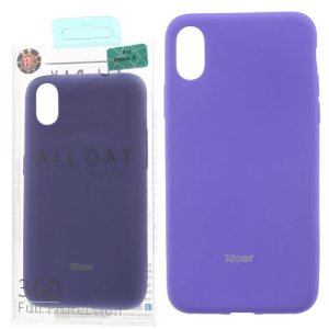 CUSTODIA per APPLE IPHONE X, IPHONE XS (5.8") IN GEL TPU SILICONE COLORE VIOLA ALTA QUALITA' ROAR COLORFUL BLISTER