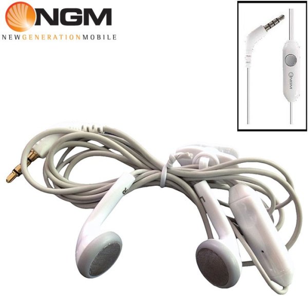 AURICOLARE STEREO con CONNETTORE JACK 3,5mm - TASTO GESTIONE CHIAMATA E CLIP DI FISSAGGIO BIANCO ORIGINALE NGM HI-20 BULK AURICOLARE STEREO con CONNETTORE JACK 3,5mm - TASTO GESTIONE CHIAMATA E CLIP DI FISSAGGIO BIANCO ORIGINALE NGM HI-20 BULK
