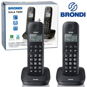 CORDLESS GALA TWIN COPPIA CON DISPLAY, ECO DECT E LISTA ULTIME 10 CHIAMATE COLORE NERO BRONDI BLISTER