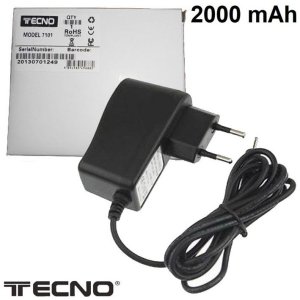CARICATORE DA RETE UNIVERSALE 2000mAh con ATTACCO 2,5MM X 0,8 mm COLORE NERO TC-7101 TECNO BLISTER
