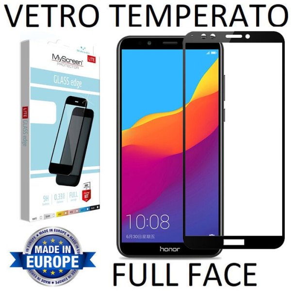 PELLICOLA per HUAWEI Y7 2018, Y7 PRIME 2018, HONOR 7C IN VETRO TEMPERATO FULL FACE 9H 0,33mm CON CORNICE NERA MYSCREEN LITE PELLICOLA per HUAWEI Y7 2018, Y7 PRIME 2018, HONOR 7C IN VETRO TEMPERATO FULL FACE 9H 0,33mm CON CORNICE NERA MYSCREEN LITE