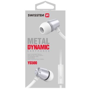 AURICOLARE STEREO con CONNETTORE JACK 3,5mm - GOMMINI, TASTO DI RISPOSTA E MICROFONO SILVER YS500 SWISSTEN 51107002