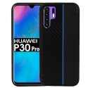 CUSTODIA per HUAWEI P30 PRO, P30 PRO NEW EDITION - IN GEL TPU SILICONE COLORE NERO EFFETTO CARBONIO CON INSERTO BLU CUSTODIA per HUAWEI P30 PRO, P30 PRO NEW EDITION - IN GEL TPU SILICONE COLORE NERO EFFETTO CARBONIO CON INSERTO BLU