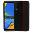 CUSTODIA per SAMSUNG GALAXY A7 2018 (SM-A750) IN GEL TPU SILICONE COLORE NERO EFFETTO CARBONIO CON INSERTO ROSSO CUSTODIA per SAMSUNG GALAXY A7 2018 (SM-A750) IN GEL TPU SILICONE COLORE NERO EFFETTO CARBONIO CON INSERTO ROSSO