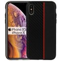 CUSTODIA per APPLE IPHONE X, IPHONE XS (5.8") IN GEL TPU SILICONE COLORE NERO EFFETTO CARBONIO CON INSERTO ROSSO CUSTODIA per APPLE IPHONE X, IPHONE XS (5.8") IN GEL TPU SILICONE COLORE NERO EFFETTO CARBONIO CON INSERTO ROSSO