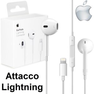AURICOLARE STEREO EARPODS con CONNETTORE LIGHTNING - TASTO DI RISPOSTA COLORE BIANCO APPLE MMTN2ZM/A BLISTER
