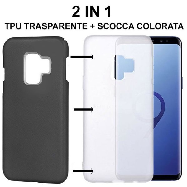 CUSTODIA per SAMSUNG GALAXY S9 PLUS (SM-G965) - 2 IN 1: GEL TPU SEMITRASPARENTE + SCOCCA RIGIDA RIMOVIBILE COLORE GRIGIO CUSTODIA per SAMSUNG GALAXY S9 PLUS (SM-G965) - 2 IN 1: GEL TPU SEMITRASPARENTE + SCOCCA RIGIDA RIMOVIBILE COLORE GRIGIO