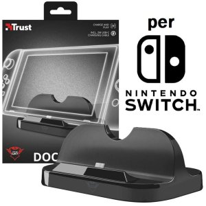 DOCKING STATION PER NINTENDO SWITCH "CHARGE AND PLAY" CON CAVO DI RICARICA TYPE-C COLORE NERO 22375 TRUST BLISTER