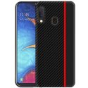 CUSTODIA per SAMSUNG GALAXY A20e (SM-A202) IN GEL TPU SILICONE COLORE NERO EFFETTO CARBONIO CON INSERTO ROSSO CUSTODIA per SAMSUNG GALAXY A20e (SM-A202) IN GEL TPU SILICONE COLORE NERO EFFETTO CARBONIO CON INSERTO ROSSO