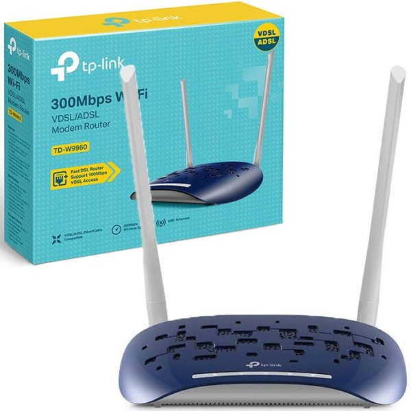 MODEM ROUTER VDSL/ADSL (FIBRA) N 300Mbps Wi-Fi CON 4 PORTE LAN 100Mbps E DOPPIA ANTENNA 5dBi TP-LINK BLISTER MODEM ROUTER VDSL/ADSL (FIBRA) N 300Mbps Wi-Fi CON 4 PORTE LAN 100Mbps E DOPPIA ANTENNA 5dBi TP-LINK BLISTER