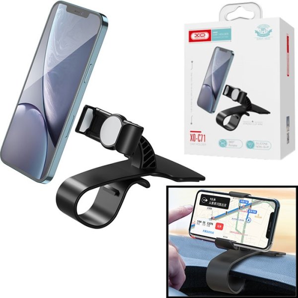 SUPPORTO AUTO UNIVERSALE CON FISSAGGIO AL CRUSCOTTO, ROTAZIONE 360° E APERTURA MASSIMA 9 CM - PER DISPOSITIVI FINO A 6.5" NERO SUPPORTO AUTO UNIVERSALE CON FISSAGGIO AL CRUSCOTTO, ROTAZIONE 360° E APERTURA MASSIMA 9 CM - PER DISPOSITIVI FINO A 6.5" NERO