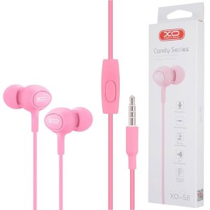 AURICOLARE STEREO con CONNETTORE JACK 3,5mm - GOMMINI, TASTO DI RISPOSTA E MICROFONO COLORE ROSA XO S6 BLISTER
