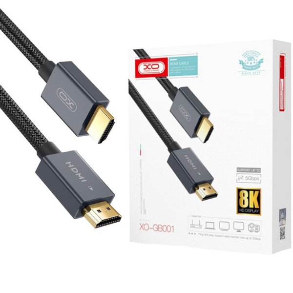 CAVO HDMI MASCHIO / HDMI MASCHIO 19 PIN VERSIONE 2.1 3D 8K ULTRA HD 60HZ CONNETTORI PLACCATI ORO - LUNGHEZZA 5MT NERO XO CAVO HDMI MASCHIO / HDMI MASCHIO 19 PIN VERSIONE 2.1 3D 8K ULTRA HD 60HZ CONNETTORI PLACCATI ORO - LUNGHEZZA 5MT NERO XO
