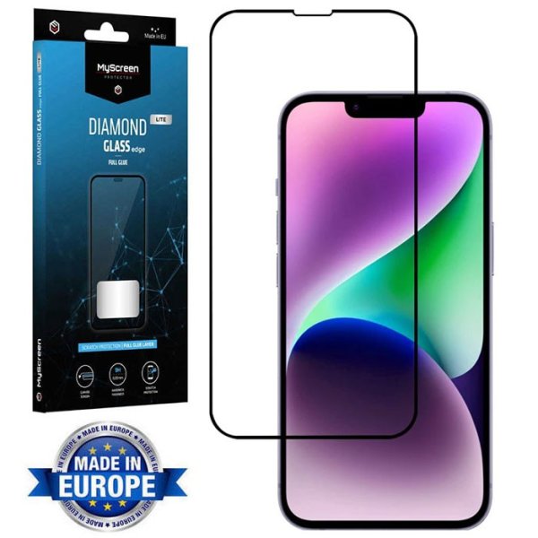 PELLICOLA per APPLE IPHONE 13, IPHONE 13 PRO, IPHONE 14 (6.1") - VETRO TEMPERATO FULL FACE 9H CORNICE NERA MYSCREEN DIAMOND LITE PELLICOLA per APPLE IPHONE 13, IPHONE 13 PRO, IPHONE 14 (6.1") - VETRO TEMPERATO FULL FACE 9H CORNICE NERA MYSCREEN DIAMOND LITE