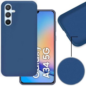 CUSTODIA per SAMSUNG GALAXY A34 5G (SM-A346) IN SILICONE EFFETTO SOFT TOUCH CON INTERNO IN MICROFIBRA COLORE BLU