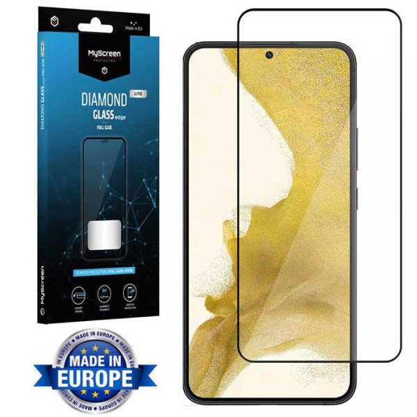 PELLICOLA per SAMSUNG GALAXY S22 PLUS, S23 PLUS - VETRO TEMPERATO FULL FACE 9H - FULL GLUE CORNICE NERA MYSCREEN DIAMOND LITE PELLICOLA per SAMSUNG GALAXY S22 PLUS, S23 PLUS - VETRO TEMPERATO FULL FACE 9H - FULL GLUE CORNICE NERA MYSCREEN DIAMOND LITE