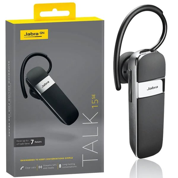 AURICOLARE BLUETOOTH 5.0 MultiUse™ (PER CONNETTERE 2 DISPOSITIVI SIMULTANEAMENTE) CON GANCIO COLORE NERO TALK 15se JABRA AURICOLARE BLUETOOTH 5.0 MultiUse™ (PER CONNETTERE 2 DISPOSITIVI SIMULTANEAMENTE) CON GANCIO COLORE NERO TALK 15se JABRA