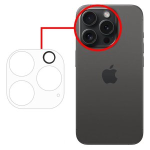 PELLICOLA per APPLE IPHONE 15 PRO (6.1"), IPHONE 15 PRO MAX (6.7") IN VETRO TEMPERATO 5D PER BLOCCO LENTI FOTOCAMERA POSTERIORE