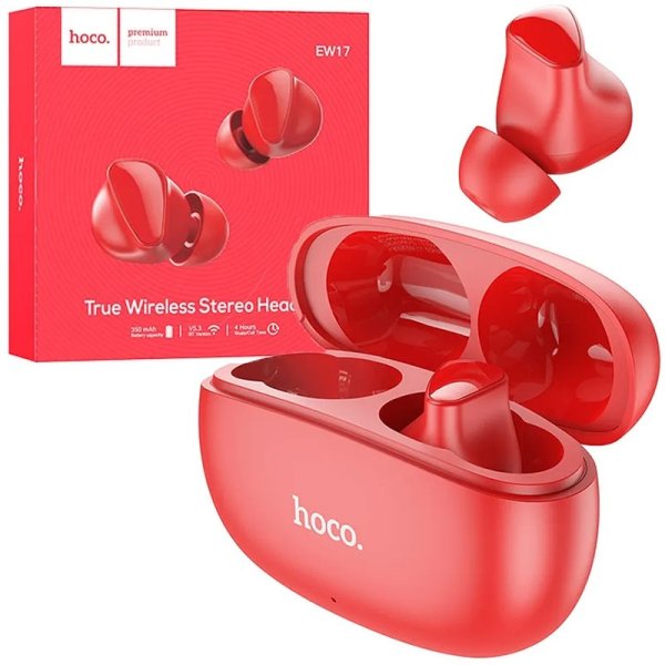 AURICOLARI BLUETOOTH 5.3 CON COMANDI TOUCH, MICROFONO E CUSTODIA DI RICARICA COLORE ROSSO EW17 HOCO AURICOLARI BLUETOOTH 5.3 CON COMANDI TOUCH, MICROFONO E CUSTODIA DI RICARICA COLORE ROSSO EW17 HOCO