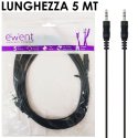 CAVO AUDIO JACK STEREO 3,5mm MASCHIO / MASCHIO LUNGHEZZA CAVO 5 Mt. COLORE NERO EC1608 EWENT CAVO AUDIO JACK STEREO 3,5mm MASCHIO / MASCHIO LUNGHEZZA CAVO 5 Mt. COLORE NERO EC1608 EWENT