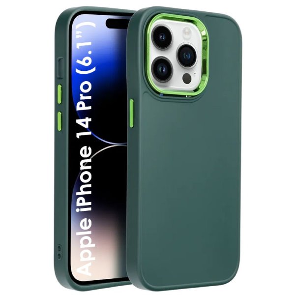CUSTODIA per APPLE IPHONE 14 PRO (6.1") IN GEL TPU SILICONE COLORE VERDE CON CORNICE FOTOCAMERA E COPRI TASTI METALLIZZATI CUSTODIA per APPLE IPHONE 14 PRO (6.1") IN GEL TPU SILICONE COLORE VERDE CON CORNICE FOTOCAMERA E COPRI TASTI METALLIZZATI