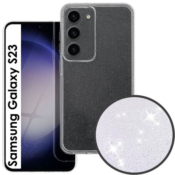 CUSTODIA per SAMSUNG GALAXY S23 (SM-G911) IN GEL TPU SILICONE 2mm TRASPARENTE CON GLITTER CUSTODIA per SAMSUNG GALAXY S23 (SM-G911) IN GEL TPU SILICONE 2mm TRASPARENTE CON GLITTER