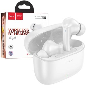 AURICOLARI BLUETOOTH 5.3 CON COMANDI TOUCH, RAGGIO D'AZIONE FINO A 10 MT E MICROFONO COLORE BIANCO HOCO EQ2