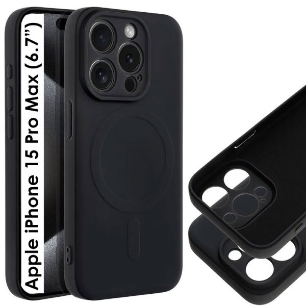 CUSTODIA per APPLE IPHONE 15 PRO MAX IN TPU SILICONE - COMPATIBILE CON RICARICA MAGSAFE E INTERNO IN MICROFIBRA COLORE NERO CUSTODIA per APPLE IPHONE 15 PRO MAX IN TPU SILICONE - COMPATIBILE CON RICARICA MAGSAFE E INTERNO IN MICROFIBRA COLORE NERO