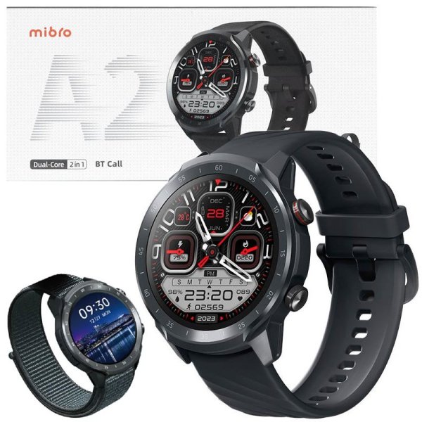 SMARTWATCH MIBRO WATCH A2 CON DOPPIO CINTURINO (SILICONE E TESSUTO) E SUPPORTO CHIAMATA BLUETOOTH COLORE NERO XPAW015 SMARTWATCH MIBRO WATCH A2 CON DOPPIO CINTURINO (SILICONE E TESSUTO) E SUPPORTO CHIAMATA BLUETOOTH COLORE NERO XPAW015