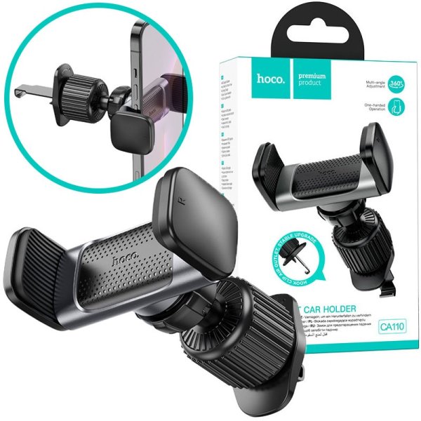 SUPPORTO AUTO UNIVERSALE CON CLIP A GANCIO PER BOCCHETTE D'ARIA E CHIUSURA CON ALETTE (DISPOSITIVI DA 4.5" A 7") CA110 HOCO SUPPORTO AUTO UNIVERSALE CON CLIP A GANCIO PER BOCCHETTE D'ARIA E CHIUSURA CON ALETTE (DISPOSITIVI DA 4.5" A 7") CA110 HOCO