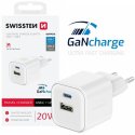 CARICATORE DA RETE 20W CON 1 PORTA TYPE-C + 1 PORTA USB CON TECNOLOGIA GAN BIANCO CON DIMENSIONI COMPATTE 22071100 SWISSTEN CARICATORE DA RETE 20W CON 1 PORTA TYPE-C + 1 PORTA USB CON TECNOLOGIA GAN BIANCO CON DIMENSIONI COMPATTE 22071100 SWISSTEN