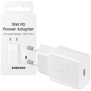 CARICATORE DA RETE 15W ORIGINALE SAMSUNG CON 1 PORTA TYPE-C E RICARICA RAPIDA COLORE BIANCO EP-T1510NWEGEU BLISTER