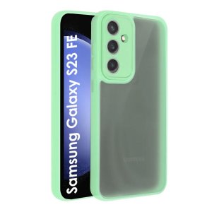 CUSTODIA per SAMSUNG GALAXY S23 FE - RIGIDA CON CORNICE IN TPU, PROTEZIONE FOTOCAMERE E DETTAGLI CROMATI COLORE VERDE