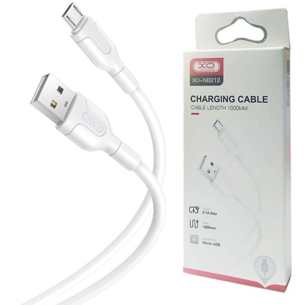 CAVO MICRO USB CON SUPPORTO DI RICARICA QUICK CHARGER (MAX 2.1A) - LUNGHEZZA 1 MT COLORE BIANCO XO NB212 BLISTER CAVO MICRO USB CON SUPPORTO DI RICARICA QUICK CHARGER (MAX 2.1A) - LUNGHEZZA 1 MT COLORE BIANCO XO NB212 BLISTER