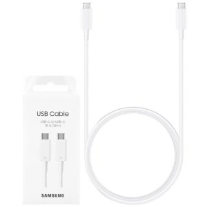 CAVO TYPE-C / TYPE-C (MAX 100W, 5A) ORIGINALE SAMSUNG EP-DX510JWEGEU LUNGHEZZA 1,8 MT COLORE BIANCO BLISTER