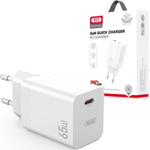 CARICATORE DA RETE 65W CON 1 PORTA TYPE-C (QUICK CHARGER) CON TECNOLOGIA GAN COLORE BIANCO XO-CE10 XO