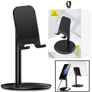 SUPPORTO UNIVERSALE DA TAVOLO IN METALLO ZJ048ZJ01 USAMS PER SMARTPHONE E TABLET FINO A 7.9" COLORE NERO BLISTER