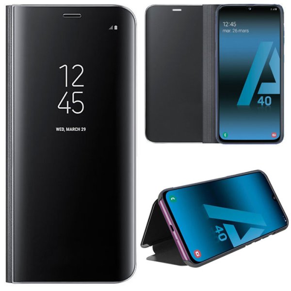 CUSTODIA per SAMSUNG GALAXY A40 (SM-A405) - FLIP ORIZZONTALE CLEAR VIEW STANDING COVER COLORE NERO CUSTODIA per SAMSUNG GALAXY A40 (SM-A405) - FLIP ORIZZONTALE CLEAR VIEW STANDING COVER COLORE NERO