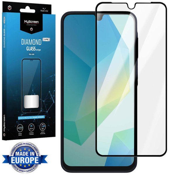 PELLICOLA per SAMSUNG GALAXY A16 (4G/5G) IN VETRO TEMPERATO FULL FACE 9H - FULL GLUE CORNICE NERA MYSCREEN DIAMOND LITE PELLICOLA per SAMSUNG GALAXY A16 (4G/5G) IN VETRO TEMPERATO FULL FACE 9H - FULL GLUE CORNICE NERA MYSCREEN DIAMOND LITE