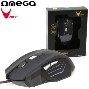 MOUSE OTTICO DA GIOCO CON FILO INTRECCIATO, CAMBIO IN 4 RISOLUZIONI 1200/3200 dpi E 6 TASTI PROGRAMMABILI NERO OMEGA