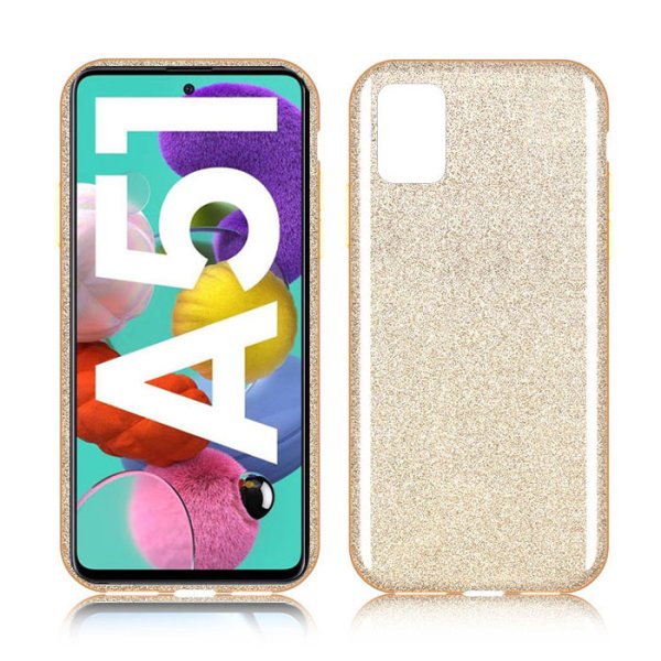 CUSTODIA per SAMSUNG GALAXY A51 (SM-A515) IN GEL TPU SILICONE COLORE ORO CON BRILLANTINI - ATTENZIONE.. CUSTODIA per SAMSUNG GALAXY A51 (SM-A515) IN GEL TPU SILICONE COLORE ORO CON BRILLANTINI - ATTENZIONE..