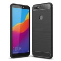 CUSTODIA per HUAWEI Y7 2018, HONOR 7C IN GEL TPU SILICONE EFFETTO METALLICO CON INSERTI IN FANTASIA CARBONIO COLORE NERO CUSTODIA per HUAWEI Y7 2018, HONOR 7C IN GEL TPU SILICONE EFFETTO METALLICO CON INSERTI IN FANTASIA CARBONIO COLORE NERO