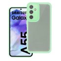 CUSTODIA per SAMSUNG GALAXY A55 - RIGIDA CON CORNICE IN TPU, PROTEZIONE FOTOCAMERE E DETTAGLI CROMATI COLORE VERDE CUSTODIA per SAMSUNG GALAXY A55 - RIGIDA CON CORNICE IN TPU, PROTEZIONE FOTOCAMERE E DETTAGLI CROMATI COLORE VERDE