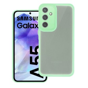 CUSTODIA per SAMSUNG GALAXY A55 - RIGIDA CON CORNICE IN TPU, PROTEZIONE FOTOCAMERE E DETTAGLI CROMATI COLORE VERDE