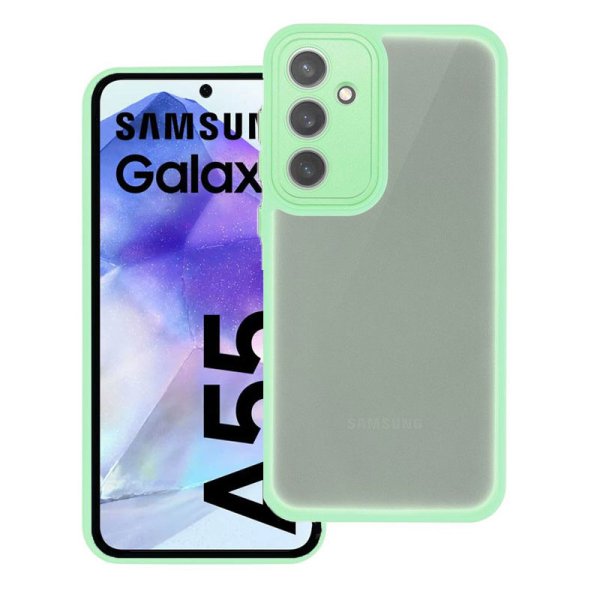CUSTODIA per SAMSUNG GALAXY A55 - RIGIDA CON CORNICE IN TPU, PROTEZIONE FOTOCAMERE E DETTAGLI CROMATI COLORE VERDE CUSTODIA per SAMSUNG GALAXY A55 - RIGIDA CON CORNICE IN TPU, PROTEZIONE FOTOCAMERE E DETTAGLI CROMATI COLORE VERDE