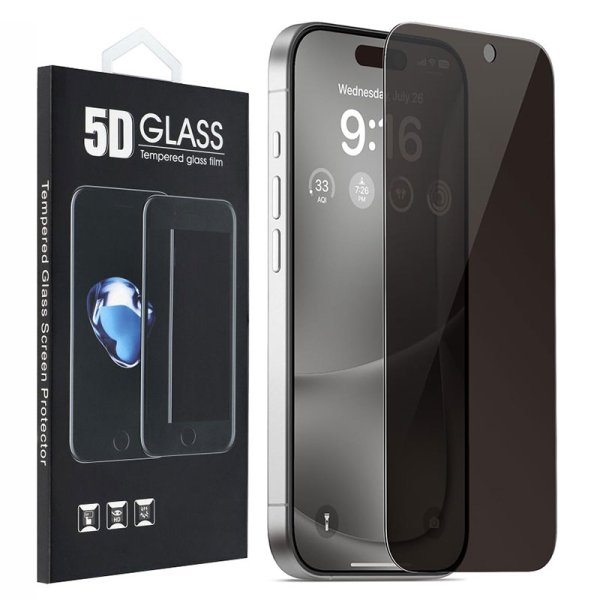 PELLICOLA per APPLE IPHONE 16 PRO (6.3") IN VETRO TEMPERATO CON FILTRO PRIVACY - FULL FACE 9H CON CORNICE NERA PELLICOLA per APPLE IPHONE 16 PRO (6.3") IN VETRO TEMPERATO CON FILTRO PRIVACY - FULL FACE 9H CON CORNICE NERA